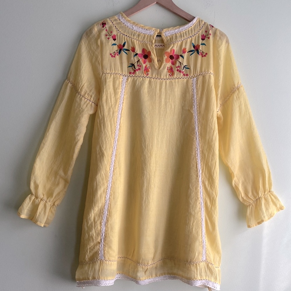 Umgee Floral Embroidered Boho Loose Fit Ruffle Sleeve Mini Dress - Picture 8 of 11